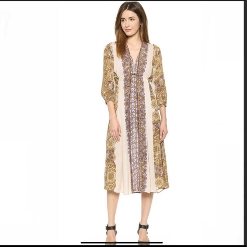 Free People Cream Paisley Midi Dress